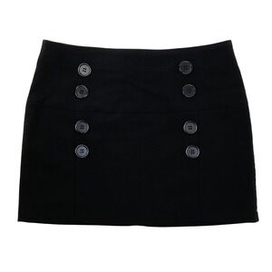 90s K-Mode Mini Skirt‎ High Waist Buttons Front Black Size M